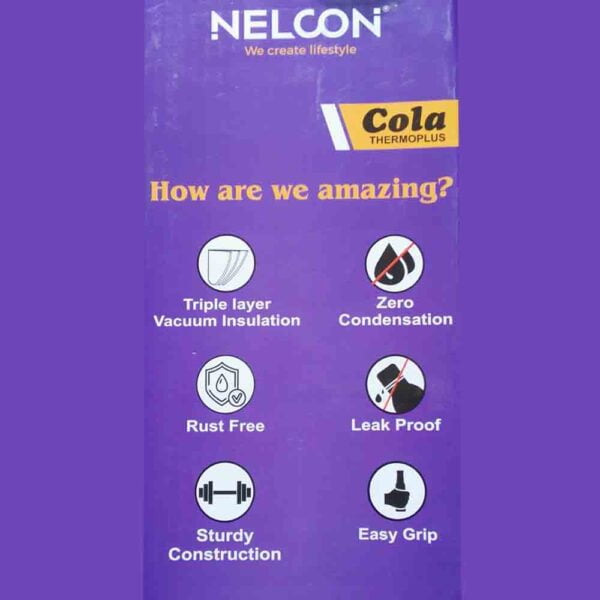 Nelcon Cola Thermoplus Stainless Steel Vacuum Insulated Flask 1000ml | Hot and Cold Water Bottle with Screw lid | Triple Layer High Quality Silver Bottle For Home, Office, Travel - Image 5