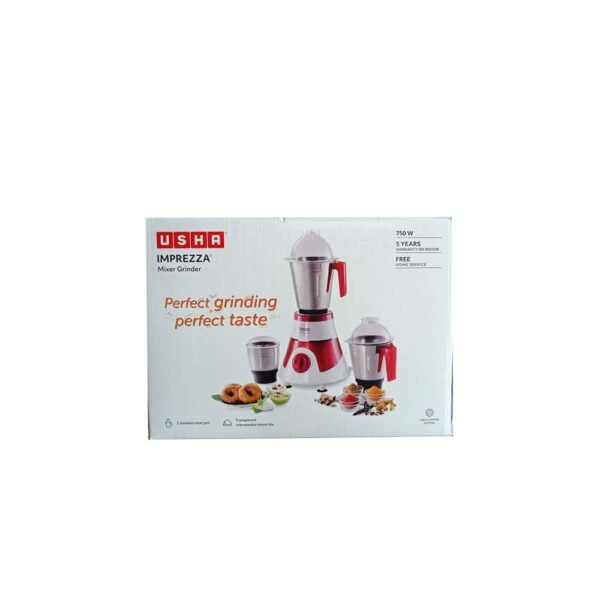 USHA IMPREZZA Mixer Grinder (MG-3576) 750-Watt Full Copper Motor With (3 Jars, Red) - Juicer - Image 5